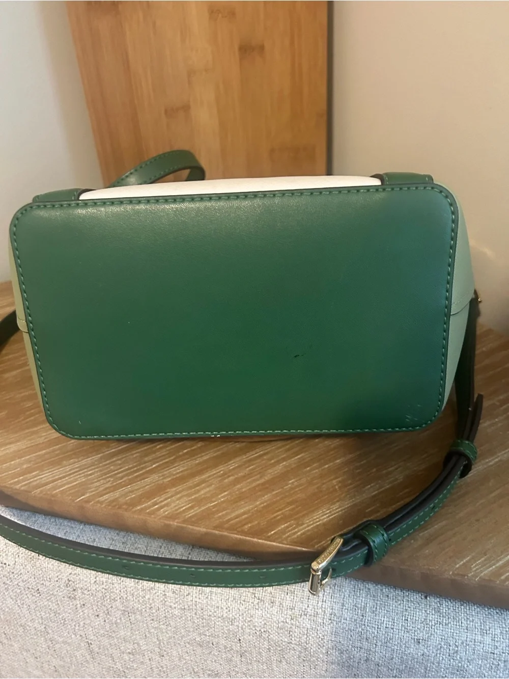 Michael Kors Green & White Colorblock Top-Handle Tote - Picture 5 of 7